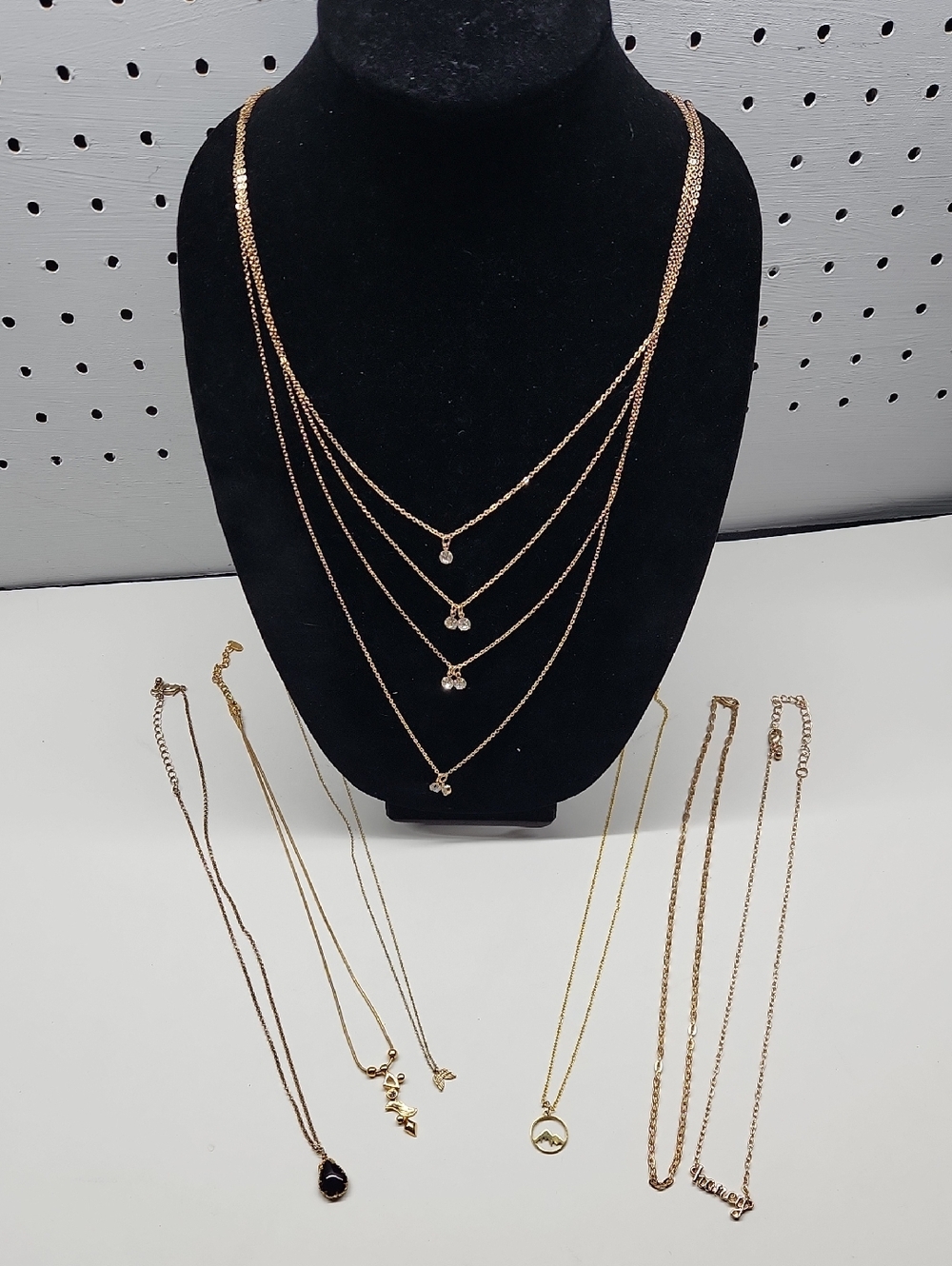 Gold-tone Bundle of Dainty Necklaces